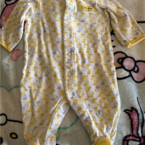 Carter's White and Yellow Duck Print Footie